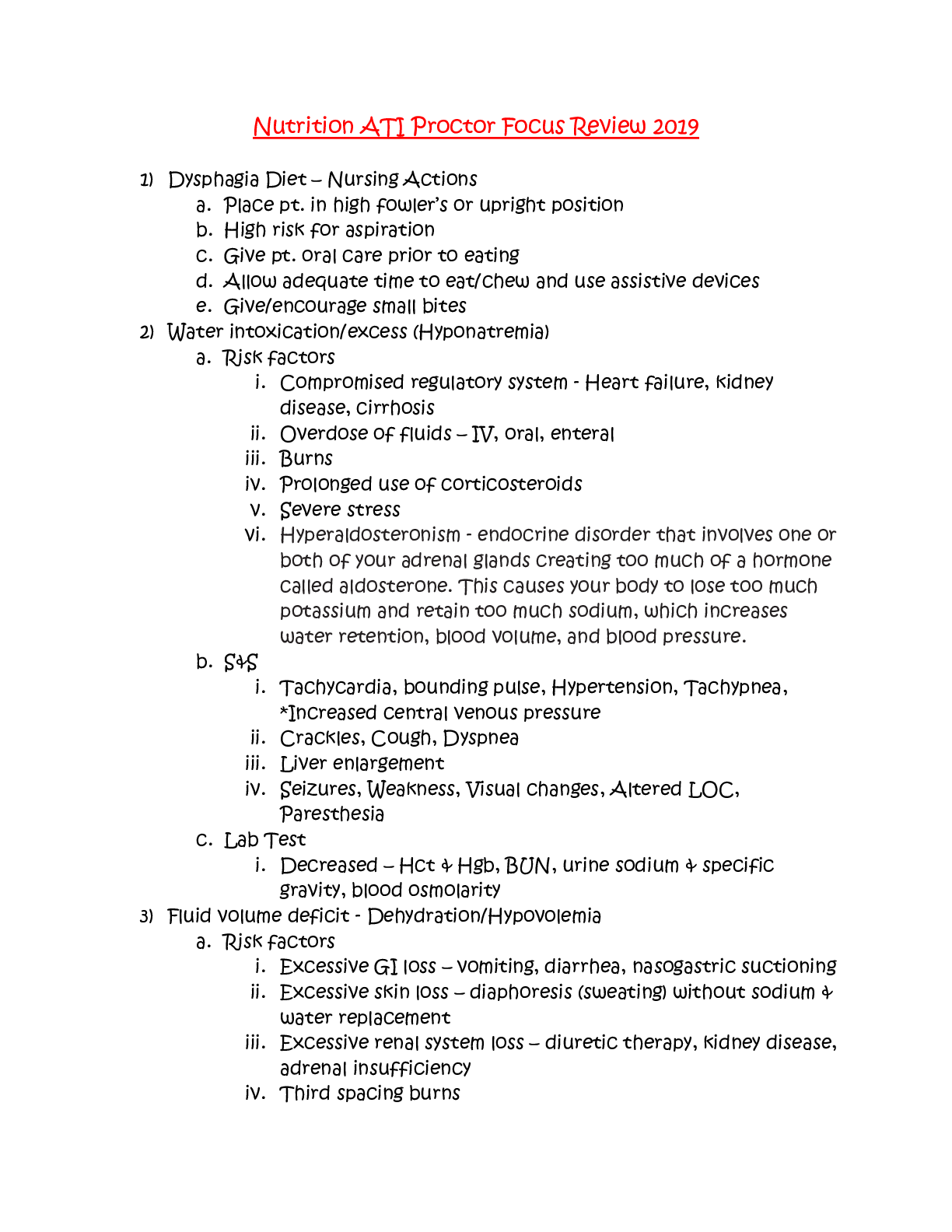 Preview image of Nutrition ATI Proctor Focus Review 2019 (complete) document